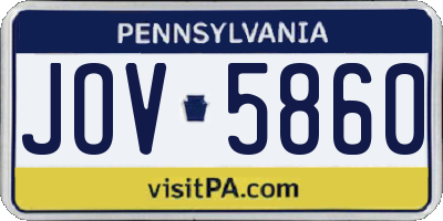 PA license plate JOV5860