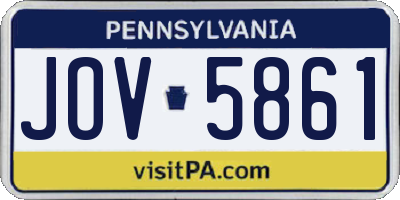 PA license plate JOV5861