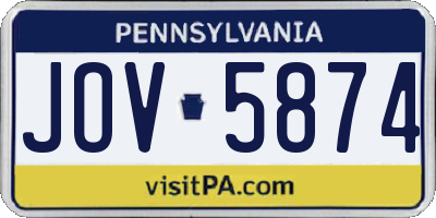 PA license plate JOV5874