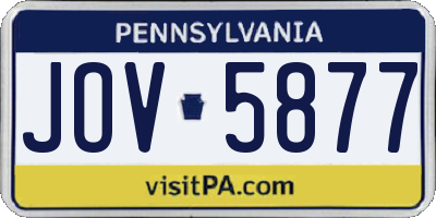 PA license plate JOV5877