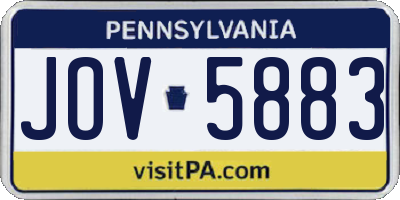 PA license plate JOV5883