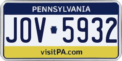 PA license plate JOV5932