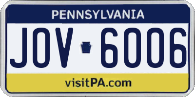 PA license plate JOV6006