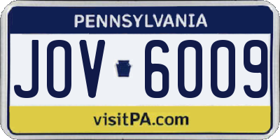 PA license plate JOV6009