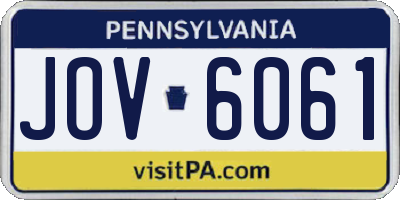 PA license plate JOV6061