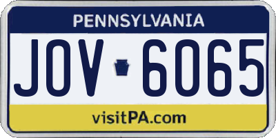 PA license plate JOV6065