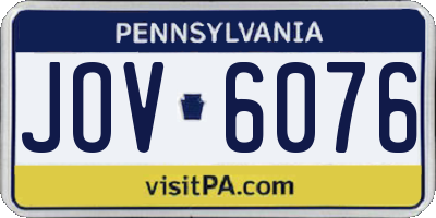 PA license plate JOV6076