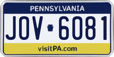 PA license plate JOV6081