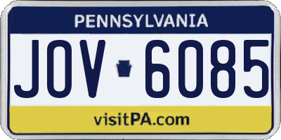 PA license plate JOV6085