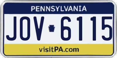 PA license plate JOV6115