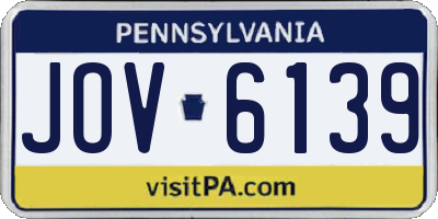 PA license plate JOV6139