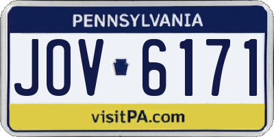 PA license plate JOV6171