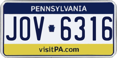 PA license plate JOV6316