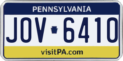 PA license plate JOV6410