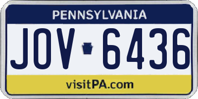 PA license plate JOV6436