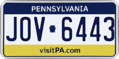 PA license plate JOV6443