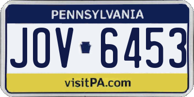 PA license plate JOV6453