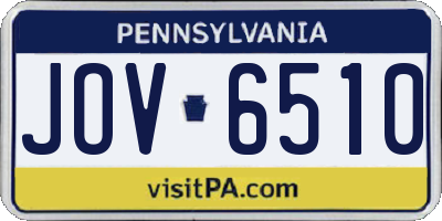 PA license plate JOV6510