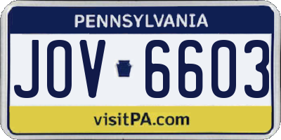 PA license plate JOV6603