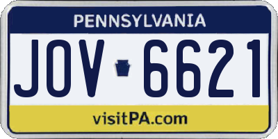 PA license plate JOV6621
