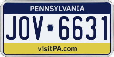 PA license plate JOV6631