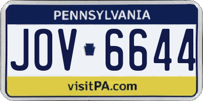 PA license plate JOV6644