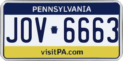 PA license plate JOV6663