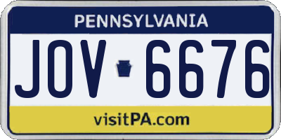 PA license plate JOV6676