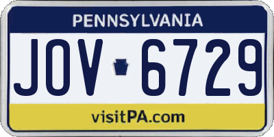 PA license plate JOV6729