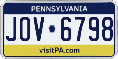 PA license plate JOV6798