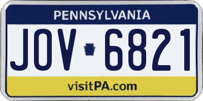 PA license plate JOV6821