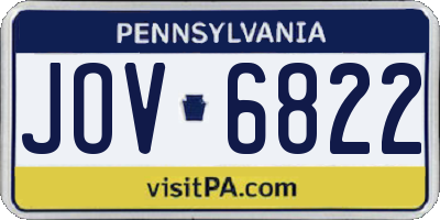 PA license plate JOV6822