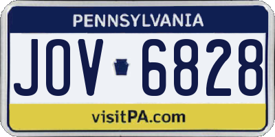 PA license plate JOV6828