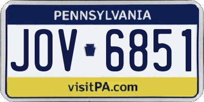PA license plate JOV6851