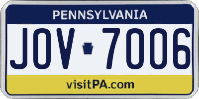 PA license plate JOV7006