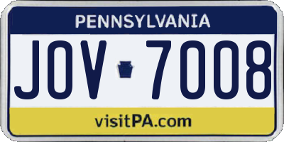 PA license plate JOV7008