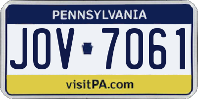 PA license plate JOV7061