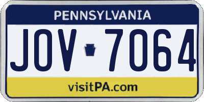 PA license plate JOV7064