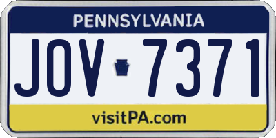 PA license plate JOV7371