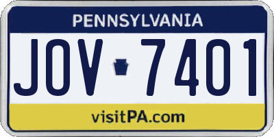 PA license plate JOV7401