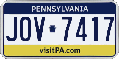 PA license plate JOV7417