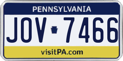 PA license plate JOV7466