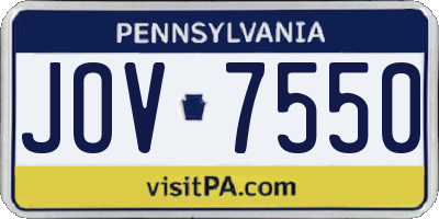 PA license plate JOV7550