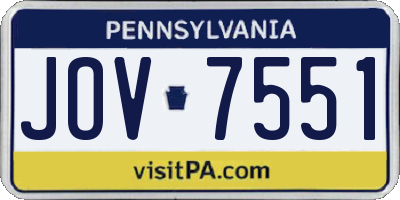 PA license plate JOV7551