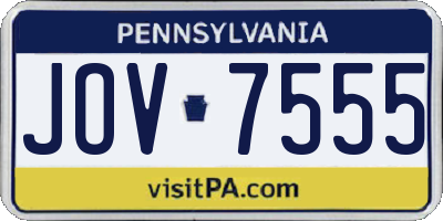 PA license plate JOV7555