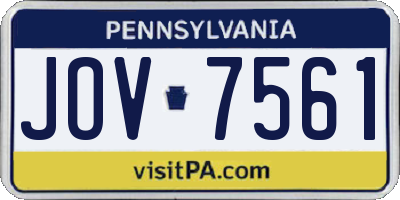 PA license plate JOV7561