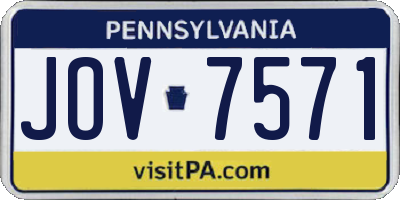 PA license plate JOV7571