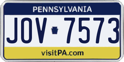 PA license plate JOV7573