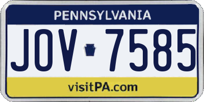 PA license plate JOV7585