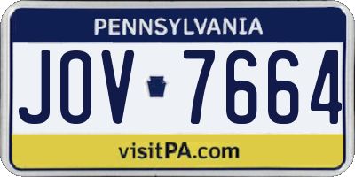 PA license plate JOV7664